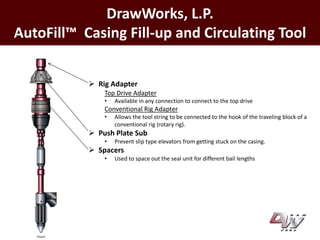 manufactures and sells circulating, fill-up and flow-back tools for ...