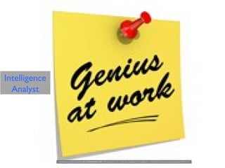 <a href="https://www.flickr.com/photos/60141638@N06/8965074680/">One Way Stock</a> via <a href="http://compfight.com">Compfight</a> <a href="https://creativecommons.org/licenses/by-nd/2.0/">cc</a>
Intelligence
Analyst
 