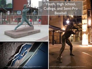 <a href="https://www.flickr.com/photos/20456447@N03/6220279140/">MattBritt00</a> via <a href="http://compfight.com">Compfight</a> <a
href="https://creativecommons.org/licenses/by-nc-sa/2.0/">cc</a>
<a href="https://www.flickr.com/photos/70323761@N00/143719107/">wallyg</a> via <a href="http://compfight.com">Compfight</a> <a
href="https://creativecommons.org/licenses/by-nc-nd/2.0/">cc</a>
<a href="https://www.flickr.com/photos/36123868@N00/4422137619/">HuTDoG83</a> via <a href="http://compfight.com">Compfight</a> <a
href="https://creativecommons.org/licenses/by-nc-nd/2.0/">cc</a>
Youth, High School,
College, and Semi-Pro
Baseball
 