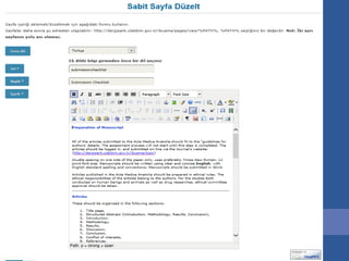 Dergipark OJS Ayarları
