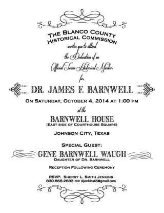Dr Barnwell invite 2014