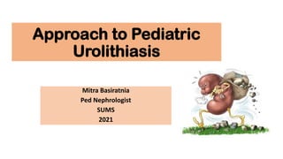 Approach to Pediatric
Urolithiasis
Mitra Basiratnia
Ped Nephrologist
SUMS
2021
 