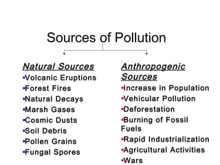 Natural Sources
Volcanic Eruptions
Forest Fires
Natural Decays
Marsh Gases
Cosmic Dusts
Soil Debris
Pollen Grains
Fungal S...