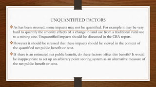 Unquantifiable Programs Dr Brian Mutie on Cost Benefit Analysis on Extractives-CBA | PPTX