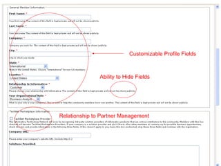 www.cognisync.com Copyright © 2009 Cognisync, Inc. All Rights Reserved. Customizable Profile Fields Ability to Hide Fields Relationship to Partner Management 