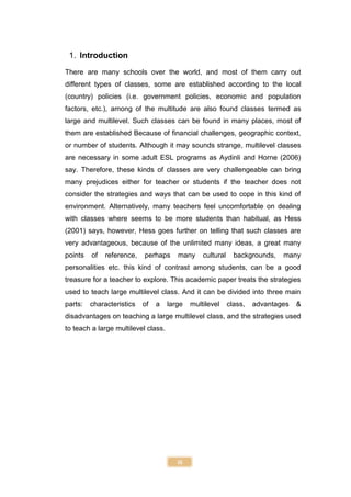 Strategies used to teach a large multilevel Class | PDF