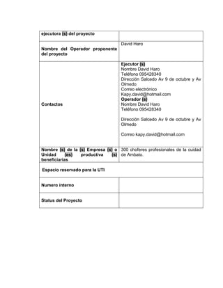 PROYECTO DE VINCULACION TRANSITO