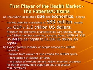 First Player of the Health Market - The Patients/Citizens <ul><li>a) The ASEAN population  size  and  economics ,  a huge ...
