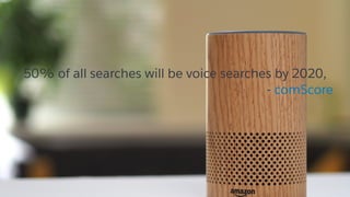 50% of all searches will be voice searches by 2020,
- comScore
 