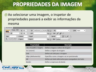 @Ao selecionar uma imagem, o inspetor de
propriedades passará a exibir as informações da
mesma
 