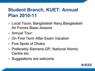 IEEE Student MembershipExciting Contests (cont)IEEE President’s “Change the World” CompetitionPart of IEEE’s 125th Anniversary celebration, recognizes students or teams of students who develop unique solutions to real-world problems using engineering, science, computing and leadership skills to benefit their community or humanityOpportunity to win US $10,000Are you working on a project with a team of students that will change the world or a corner of it?  Then you or your team can enter  Submissions accepted 1 September 2008 through 28 February 2010. Also will be available on 2011.http://www.ieee125.org/change-the-world/index.html