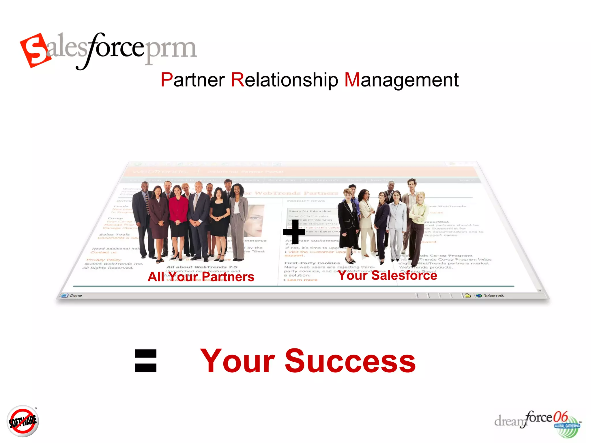 P artner  R elationship  M anagement Your Success + = All Your Partners Your Salesforce 
