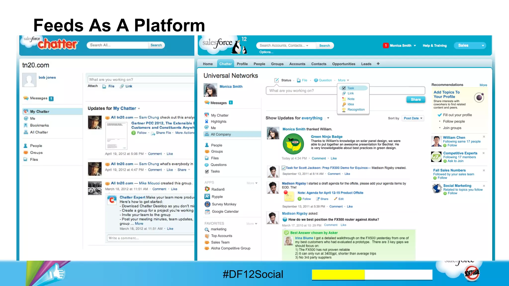 We’ve learned what social business looks like

•    Cross-divisional
•    Top-to-bottom
•    Involves key areas
•    Executives
•    Subject matter experts
•    HR  Legal
•    Middle Management
•    Workers
•    Community Managers



                              #DF12Social
 