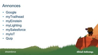 Annonces
• Google
• myTrailhead
• myEinstein
• myLighting
• mySalesforce
• myIoT
• Quip
 