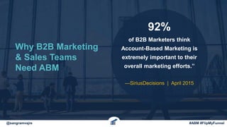 92%
of B2B Marketers think
Account-Based Marketing is
extremely important to their
overall marketing efforts.”
—SiriusDecisions | April 2015
Why B2B Marketing
& Sales Teams
Need ABM
@sangramvajre #ABM #FlipMyFunnel
 