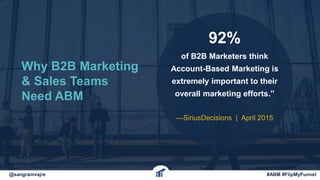 92%
of B2B Marketers think
Account-Based Marketing is
extremely important to their
overall marketing efforts.”
—SiriusDeci...