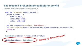 The reason? Broken Internet Explorer polyfill
choices.js/assets/scripts/src/lib/polyfills.js
 