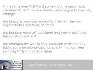 in the same time that the dreamer had the dream and
discussed it, her attitude to family issues began to basically
change
...