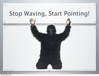 Stop Waving, Start Pointing!




         PackLate.com
                           4   Copyright © 2009-2010 by PackLate.com, Inc. All Rights Reserved.




Sunday, May 9, 2010
 