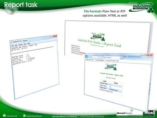 File Formats Plain Text or RTF
options available. HTML as well
 