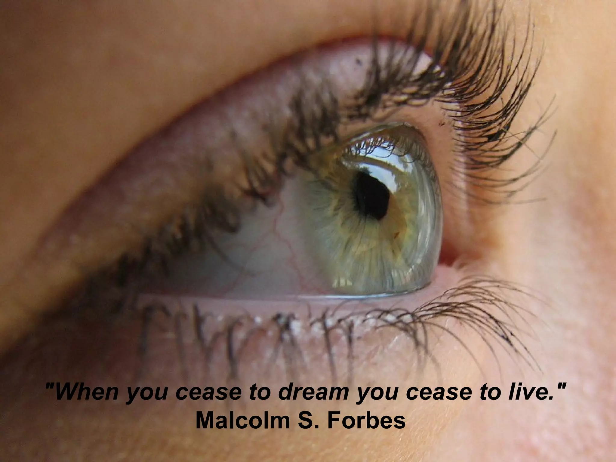 "When you cease to dream you cease to live." Malcolm S. Forbes  
