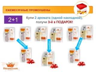 Купи 2 аромата (одной накладной),
получи 3-й в ПОДАРОК!2+1
ПОДАРОК
ПОДАРОК
П
О
Д
АРО
К
 