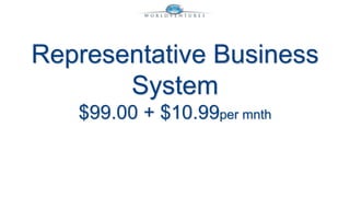 Representative Business 
System 
$99.00 + $10.99per mnth 
 