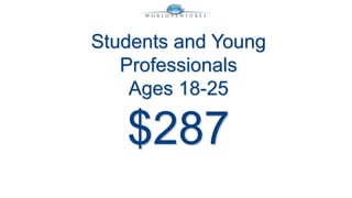 Students and Young 
Professionals 
Ages 18-25 
$287 
 