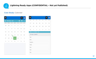 Slide Title Here
Lightning Ready Apps (CONFIDENTIAL – Not yet Published)
17
Case Study: Calendar
 