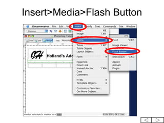 Insert>Media>Flash Button
 