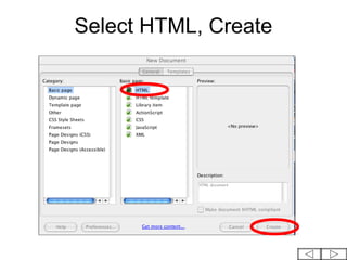 Select HTML, Create
 
