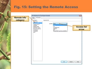 Fig. 15: Setting the Remote Access Remote info category Access list arrow 