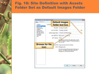 Fig. 18: Site Definition with Assets Folder Set as Default Images Folder Default images folder text box Browse for file icon 