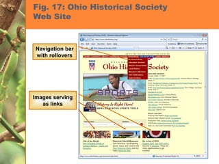 Fig. 17: Ohio Historical Society  Web Site Navigation bar with rollovers Images serving as links 