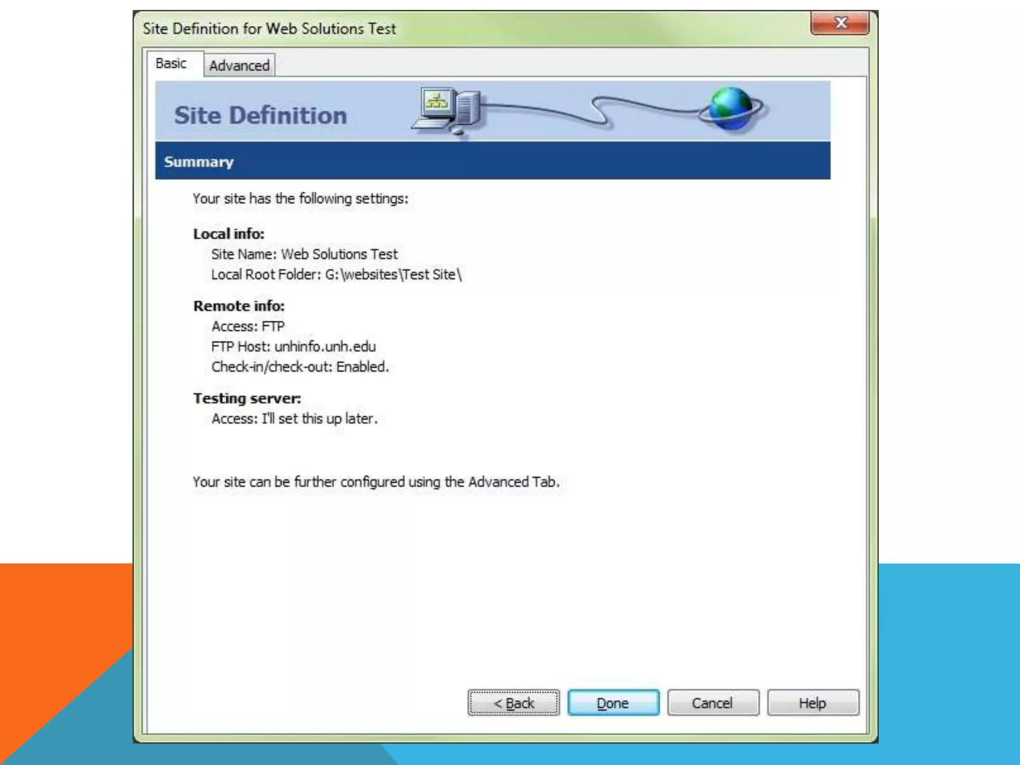 Dreamweaver cs4 site setup wizard