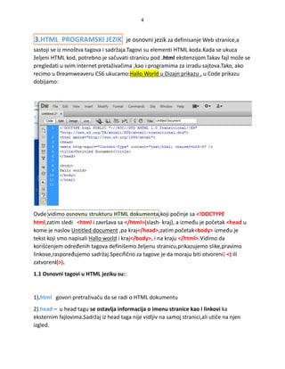 Html Tagova Dreamweaver cs6 korak po korak | PDF