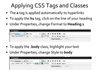 Dreamweaver Notes | PPT | Web Design and HTML | Internet