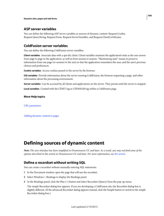 Dreamweaver reference