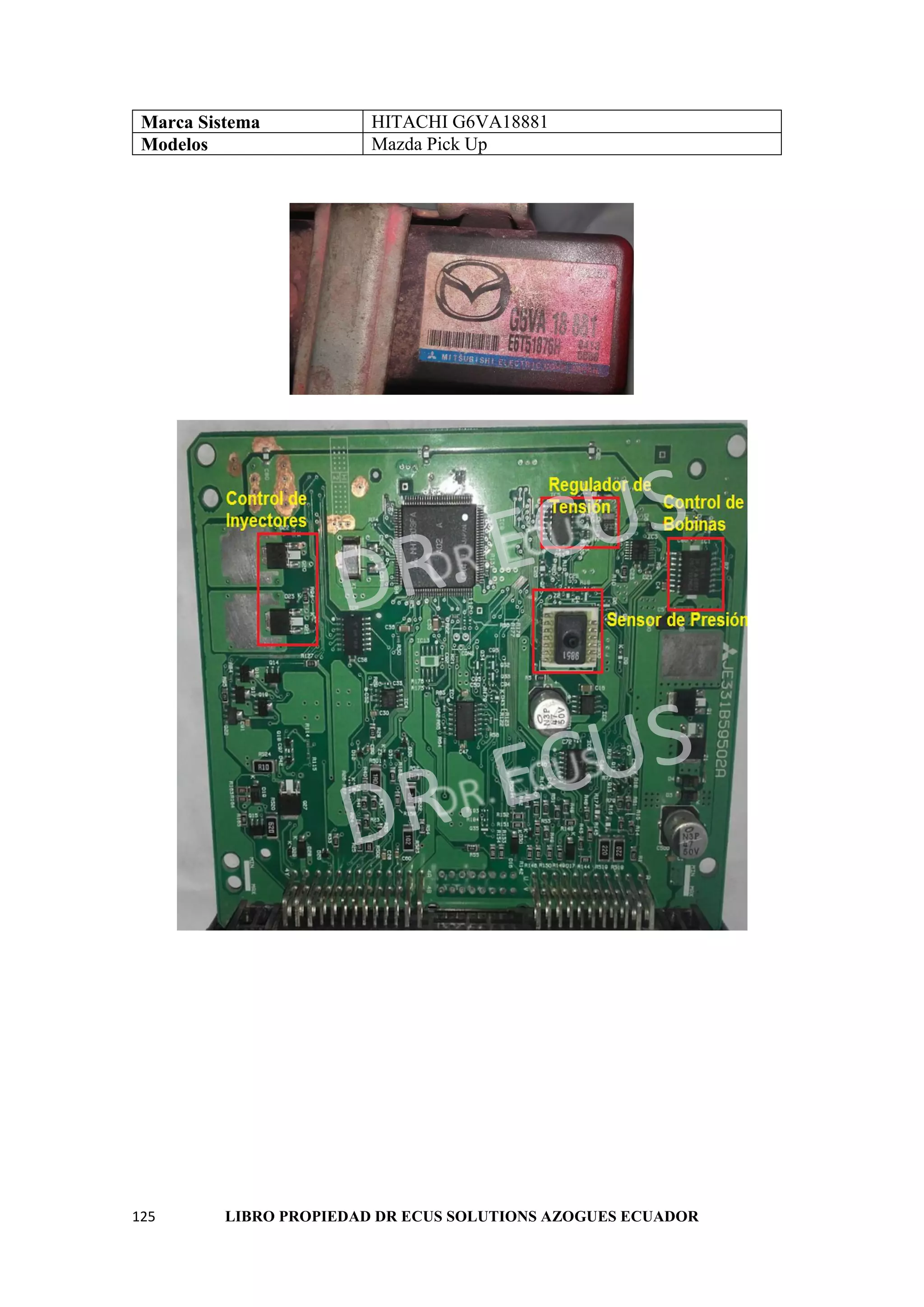 125 LIBRO PROPIEDAD DR ECUS SOLUTIONS AZOGUES ECUADOR
Marca Sistema HITACHI G6VA18881
Modelos Mazda Pick Up
 