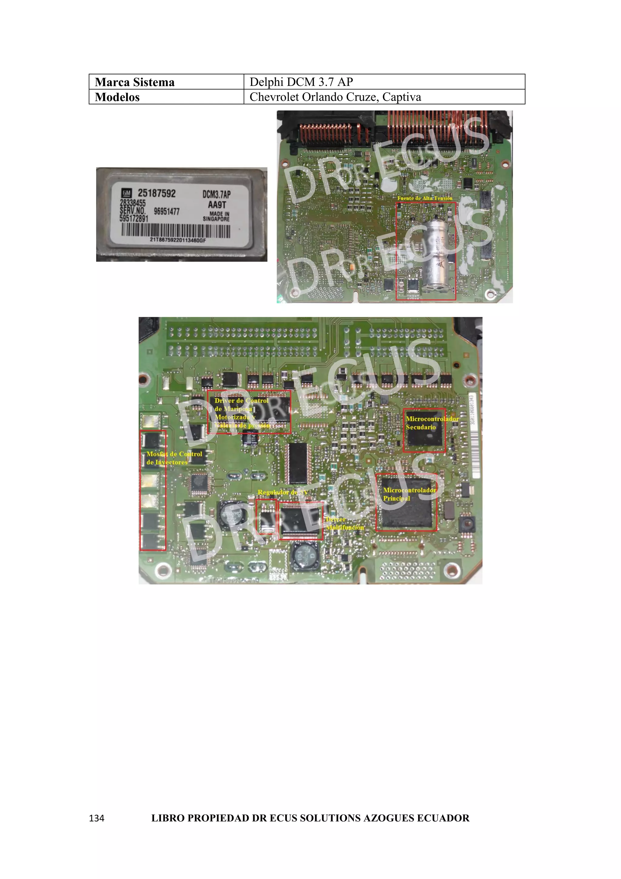 134 LIBRO PROPIEDAD DR ECUS SOLUTIONS AZOGUES ECUADOR
Marca Sistema Delphi DCM 3.7 AP
Modelos Chevrolet Orlando Cruze, Captiva
 