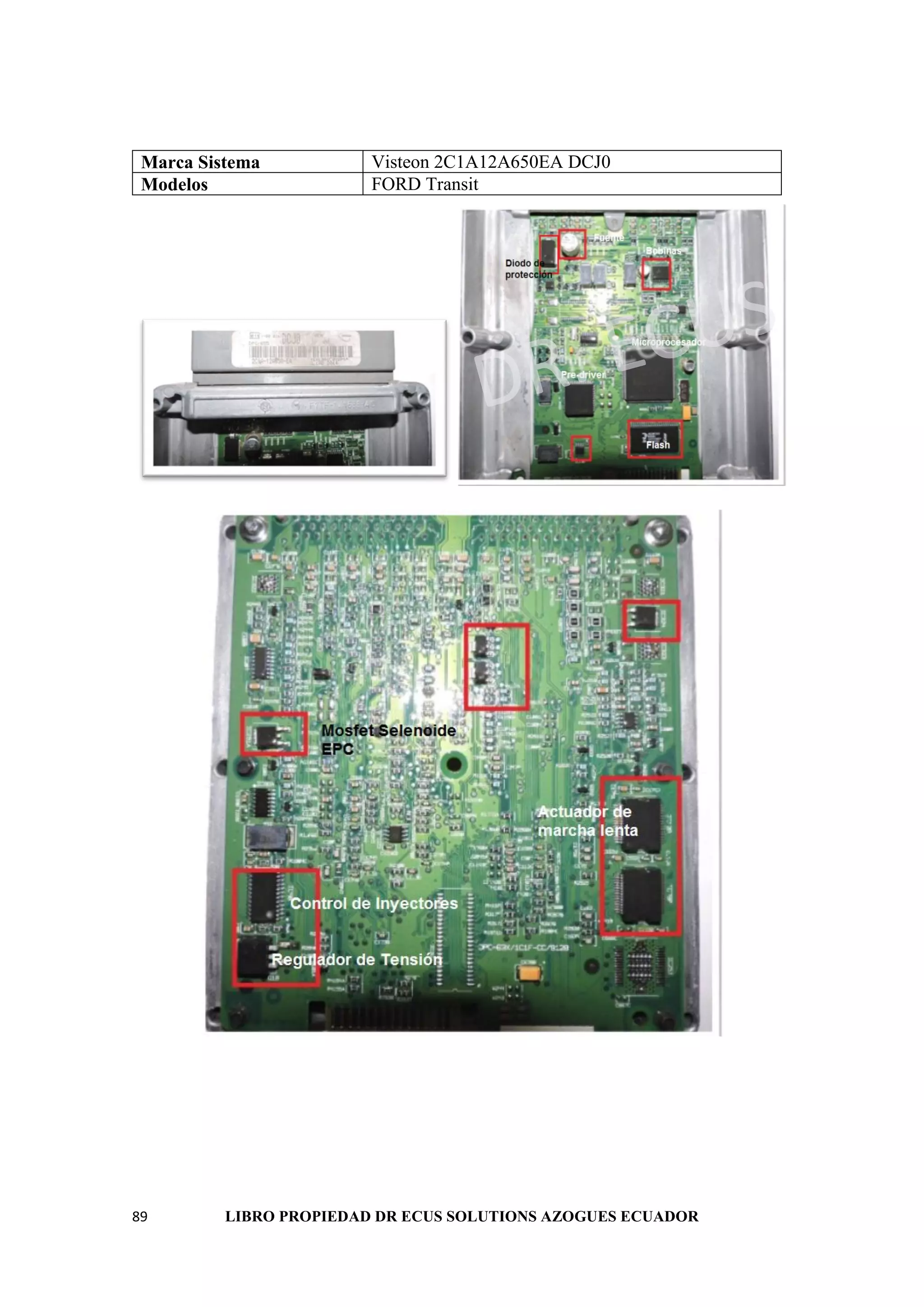 89 LIBRO PROPIEDAD DR ECUS SOLUTIONS AZOGUES ECUADOR
Marca Sistema Visteon 2C1A12A650EA DCJ0
Modelos FORD Transit
 