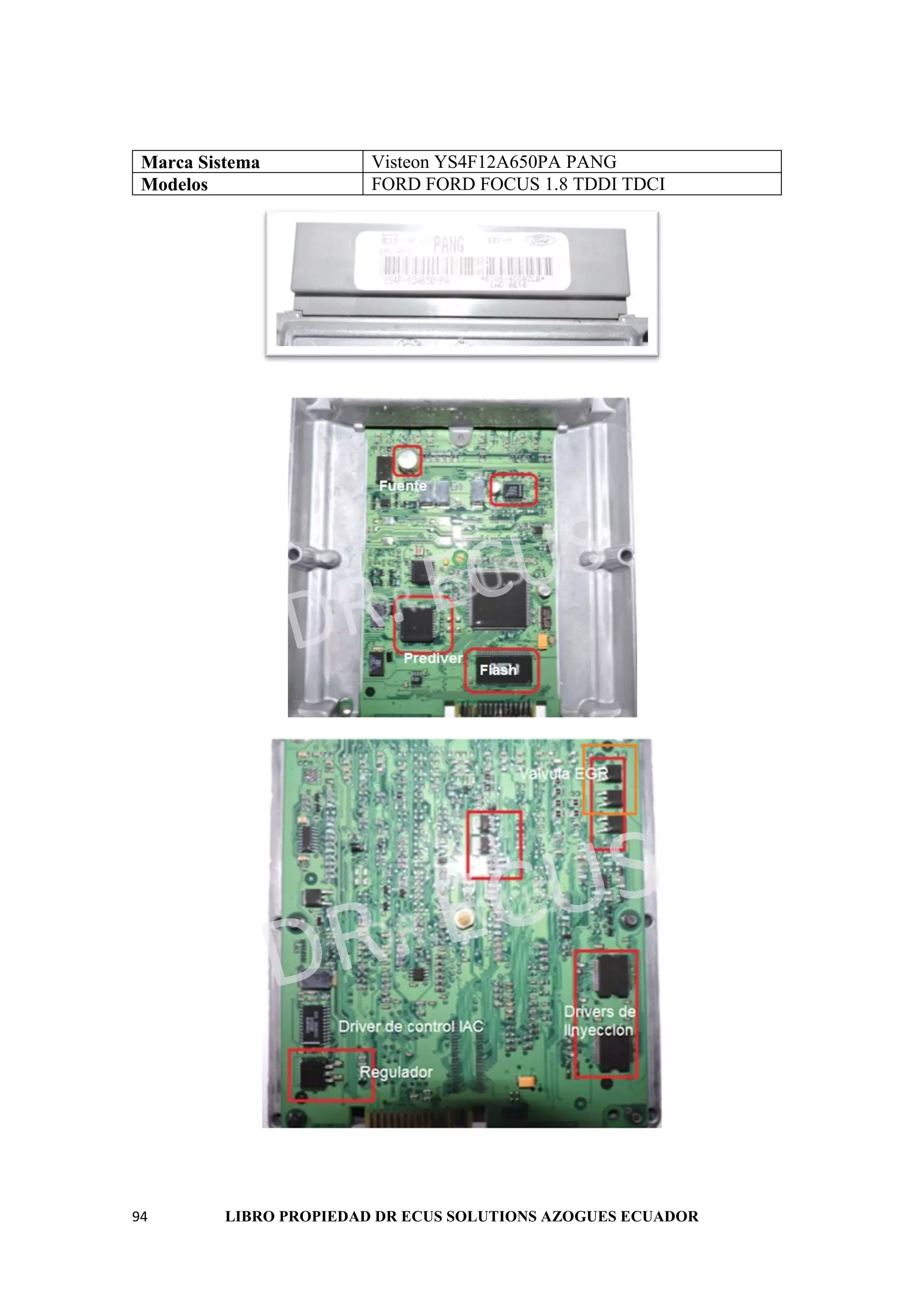 94 LIBRO PROPIEDAD DR ECUS SOLUTIONS AZOGUES ECUADOR
Marca Sistema Visteon YS4F12A650PA PANG
Modelos FORD FORD FOCUS 1.8 TDDI TDCI
 