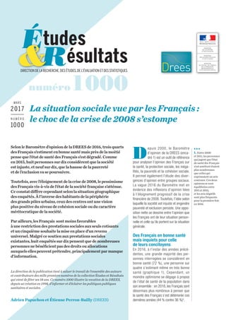 SelonleBaromètred’opiniondelaDREESde2016,troisquarts
desFrançaiss’estimentenbonnesantémaisprèsdelamoitié
pensequel’étatdes...