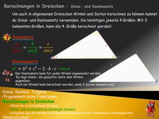 Berechnungen in Dreiecken