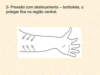 2- Pressão com deslocamento – borboleta, o
polegar fica na região central.
 