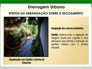 Drenagem Urbana
EFEITOS DA URBANIZAÇÃO SOBRE O ESCOAMENTO
 