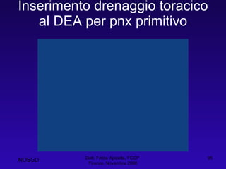 Inserimento drenaggio toracico al DEA per pnx primitivo Dott. Felice Apicella, FCCP  Firenze, Novembre 2008 NOSGD 