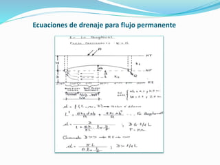 Ecuaciones de drenaje para flujo permanente
 