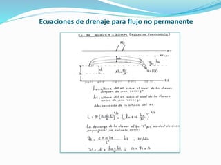 Ecuaciones de drenaje para flujo no permanente
 