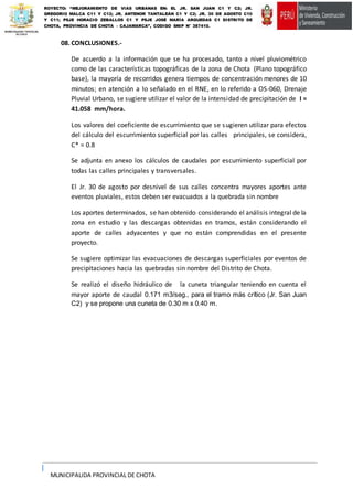 Drenaje pluvial distrito chota sector 1 | DOC | Geography | Science